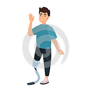 Guy with Prosthetic leg flat icon. Colored vector element from disabled collection. Creative Guy with Prosthetic leg