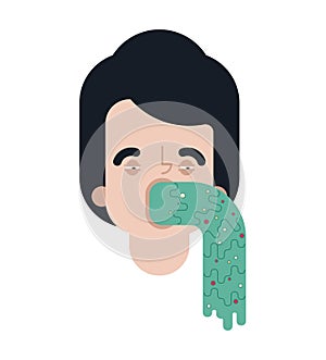 Guy pukes. Man Vomiting. Vomit isolated. spew spue vector texture photo