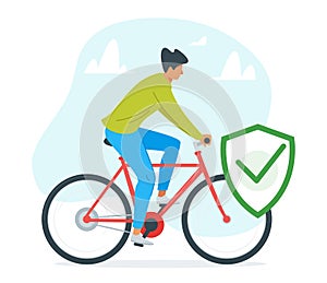 Guy riding bike vector illustration