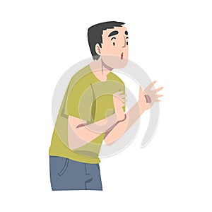 Guy with Shocked Face Expression, Mood of People Concept, Surprised and Amazed Person Character Cartoon Style Vector