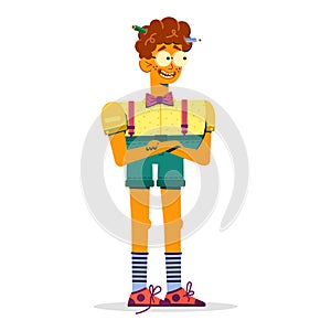 Guy in shorts and glasses, vector illustration