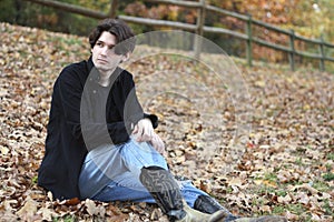 Guy sitting at the park