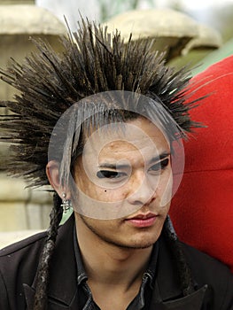 A guy with spiked hair