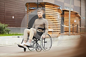 Guy with spinal cord injury outdoors