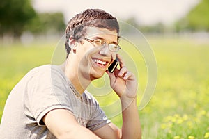 Guy talking on mobile phone