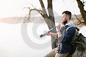 A guy with a telescope for nature...