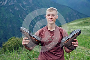 Guy with tourist boots