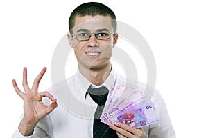 Guy with Ukrainian money