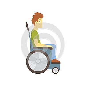 Guy In Wheelchair, Young Person With Disability Overcoming The Injury Living Full Live Vector Illustration