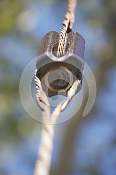 Guy wire support pulley soft background