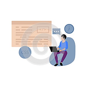 A guy is working on coding