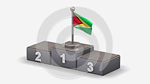 Guyana 3D waving flag illustration on winner podium.