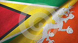 Guyana and Bhutan two flags textile cloth, fabric texture