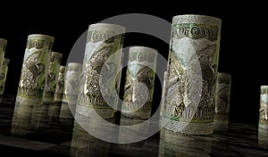 Guyana dollar money banknotes rolls 3d illustration