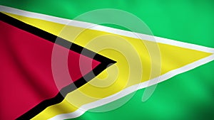 Guyana Flag. National 3d Guyana flag waving. Flag of Guyana footage video waving in wind.