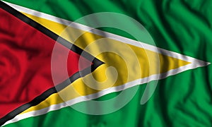 Guyana flag realistic waving