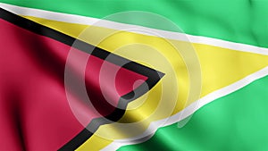 Guyana Flag video waving in wind. Guyana Flag Wave Loop waving in wind. Realisti