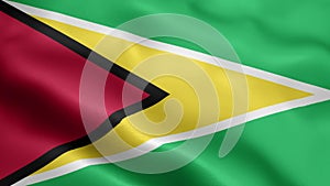 Guyana Flag video waving in wind. Guyana Flag Wave Loop waving in wind. Realisti