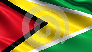 Guyana flag, with waving fabric texture