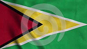 Guyana flag waving in the wind. National flag of Guyana. 3d rendering