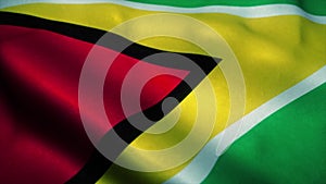 Guyana flag waving in the wind. National flag of Guyana. Sign of Guyana. 3d illustration