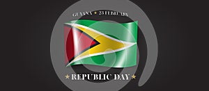 Guyana happy republic day greeting card, banner with template text vector illustration