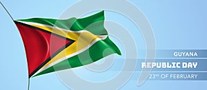 Guyana happy republic day greeting card, banner vector illustration