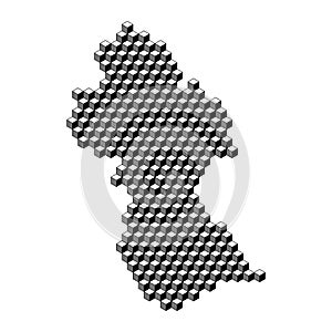 Guyana map from 3D black cubes isometric abstract concept, square pattern, angular geometric shape. Vector illustration
