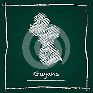 Guyana outline vector map hand drawn with chalk.