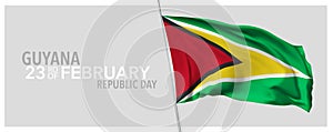 Guyana republic day greeting card, banner with template text vector illustration