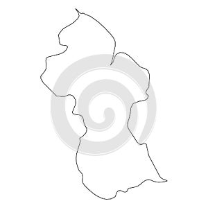 Guyana - solid black outline border map of country area. Simple flat vector illustration