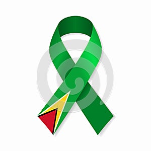 Guyanan flag stripe ribbon on white background. Vector illustration.