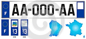 Guyane, France, french regional license plate template