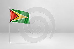 Guyanese flag isolated on white concrete wall background