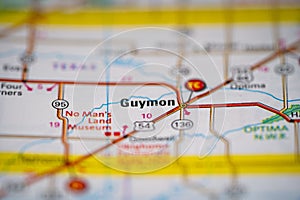 Guymon, Oklahoma in the United States, highlighted on a world map