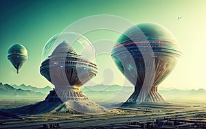 Guyuan, Ningxia, China Futuristic Cityscape. Generative AI.