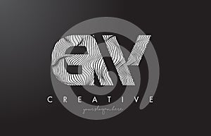 GW G W Letter Logo with Zebra Lines Texture Design Vector.