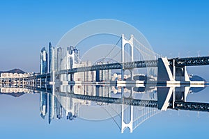 Gwangan bridge and Haeundae in Busan.