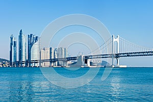 Gwangan bridge and Haeundae in Busan.