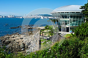 Gwangan Bridge and Nurimaru APEC House in Busan,Korea