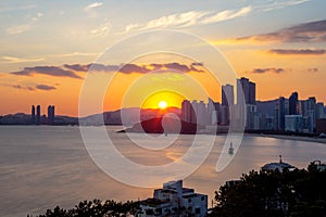 Gwangan bridge and skyline of haeundae in busan