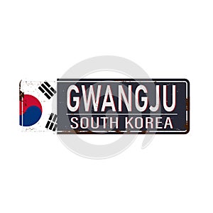 Gwangju road sign isolated on white background.