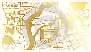 Gwangju South Korea City Map in Retro Style in Golden Color. Outline Map