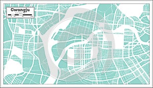 Gwangju South Korea City Map in Retro Style. Outline Map