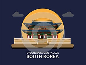 Gyeongbokgung Palace, South Korea  building landmark symbol for travel or tourism destination illustration vector