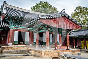 Gyeonggijeon shrine mail hall or Jungjeon view a typical T-shaped building of Joseon dynasty Jeonju South Korea