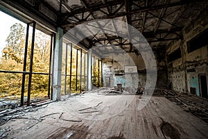 Gym in abandoned Pripyat school