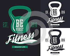 Gym banner with poise or weight, rod.T-shirt print