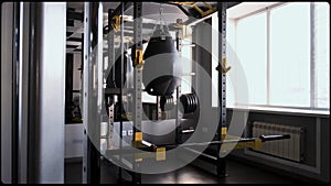 Gym with different fitness equipment for training, sport, etc. Sport simulators