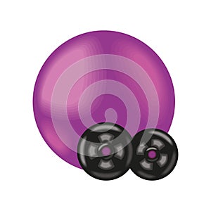 gym equipment ball and weight